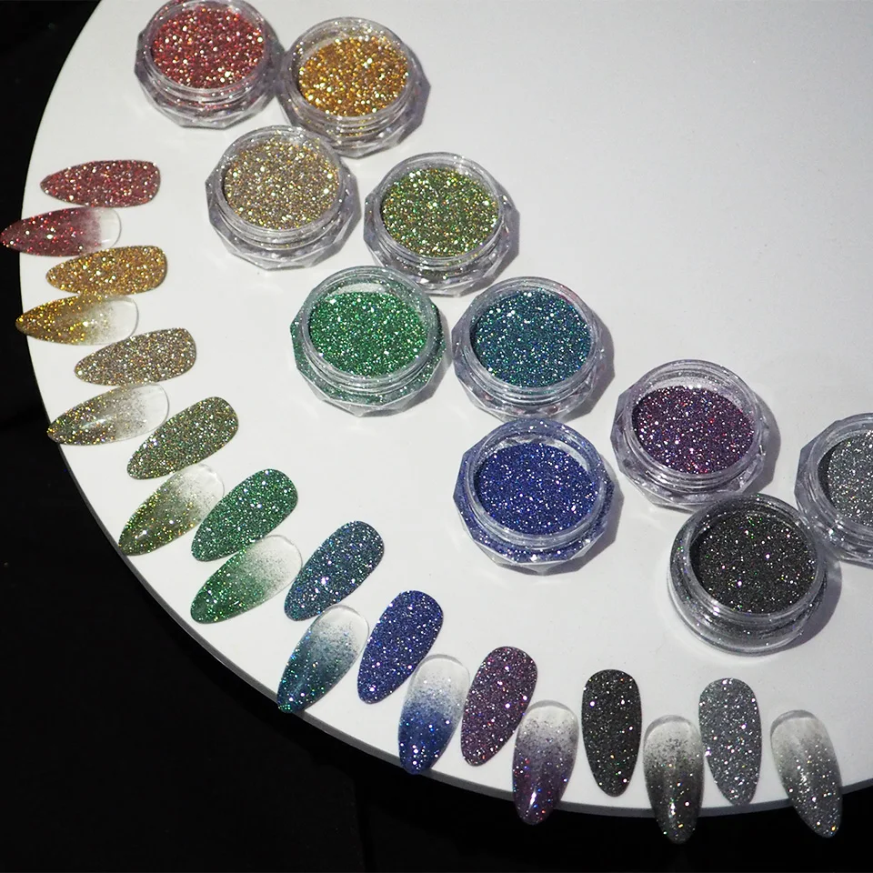 JY Wholesale Fine Flashing Crystal Diamond Mirror Powder in Green Red Blue for Enhancing Nail Art
