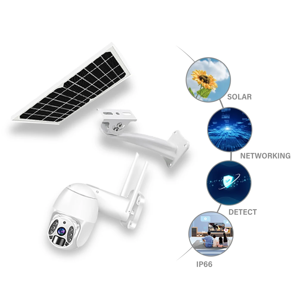 Solar camera 4G 360 PTZ Wireless Outdoor monitoring closed circuit television Security Cameras System