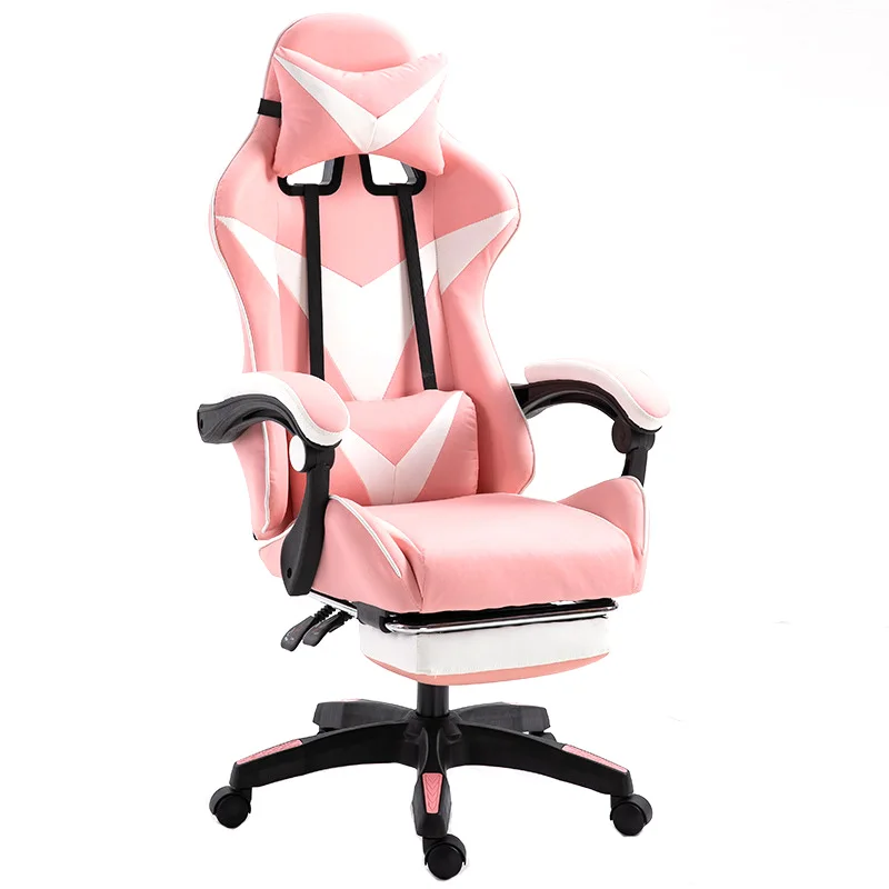 New custom Cool Leather Black Pink Anime VR Video Racing Swivel Office chairs customize embroidery logo gaming chair cheap