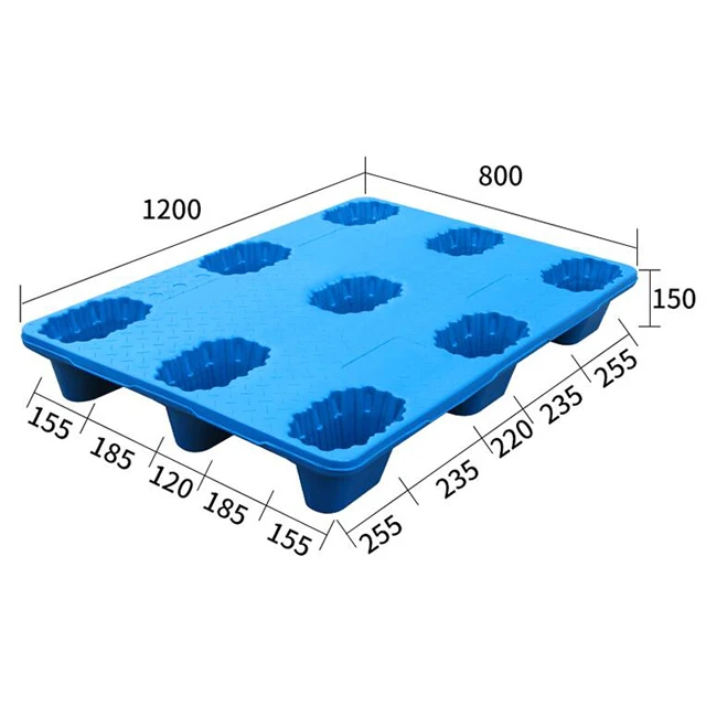 Стандартный пластиковый поддон для выдувного формования hdpe Nestable 1200*800*150 мм