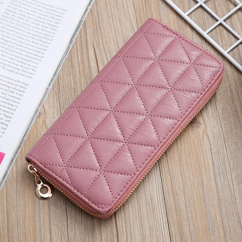 Ladies Travel Purse Zip Around Clutch Wallets Wristlet PU Leather Women Long Walle
