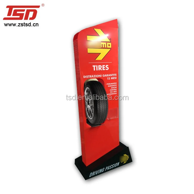 store pos red metal single tire car shop display rack automobile tyres display stand for retail