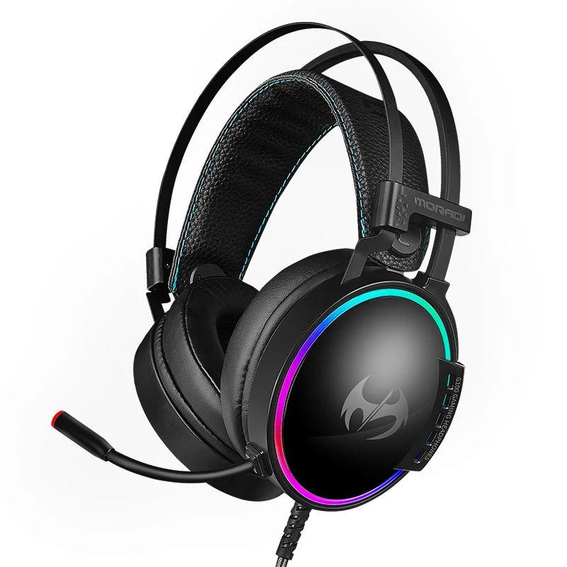 Factory Wholesale wired Gaming Headset with led light and detachable microphones