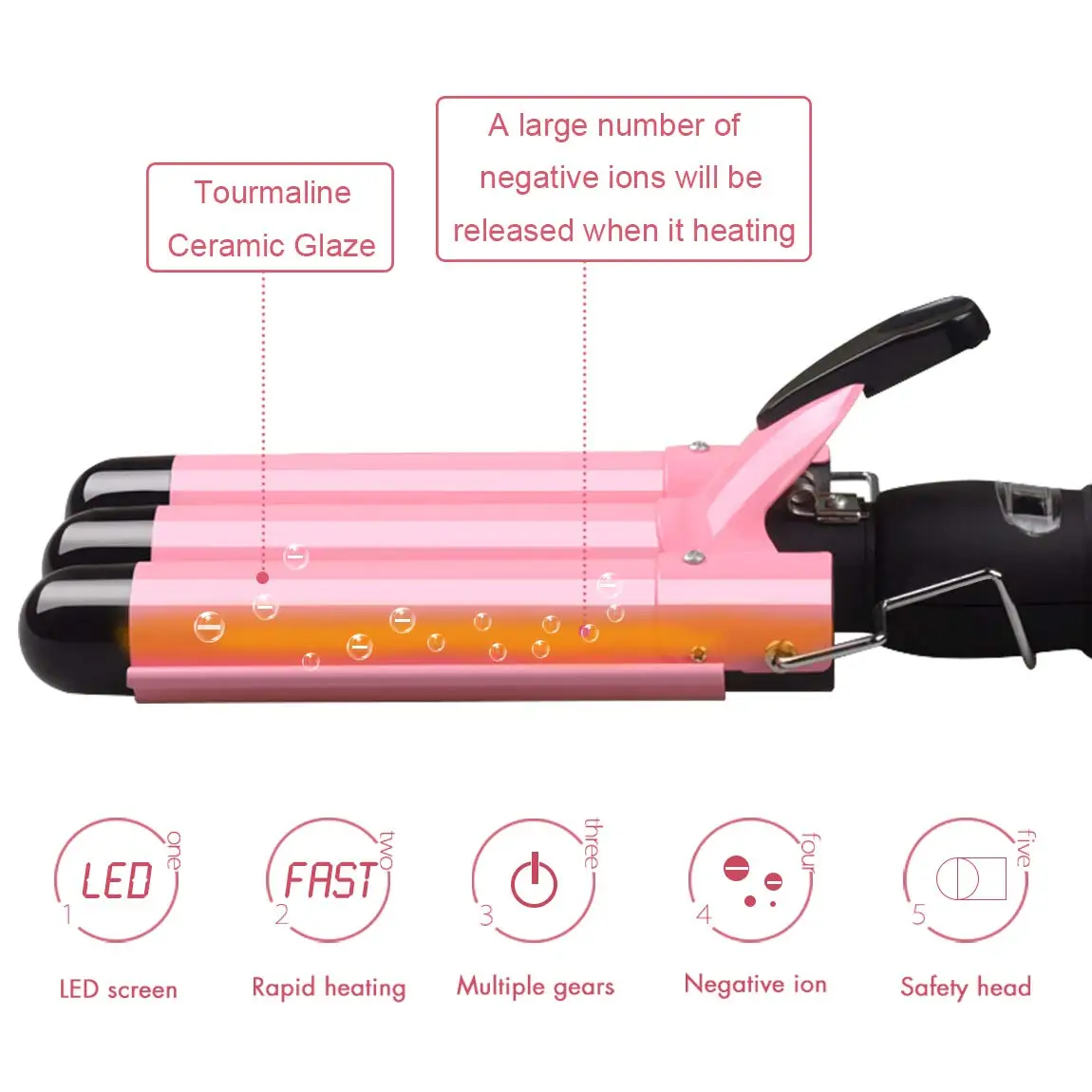 2022 High Quality 3 Barrel Deep Waver Hair Curling Iron Electric Three Barrel Hair Curl Machine Rotating Hair Curler