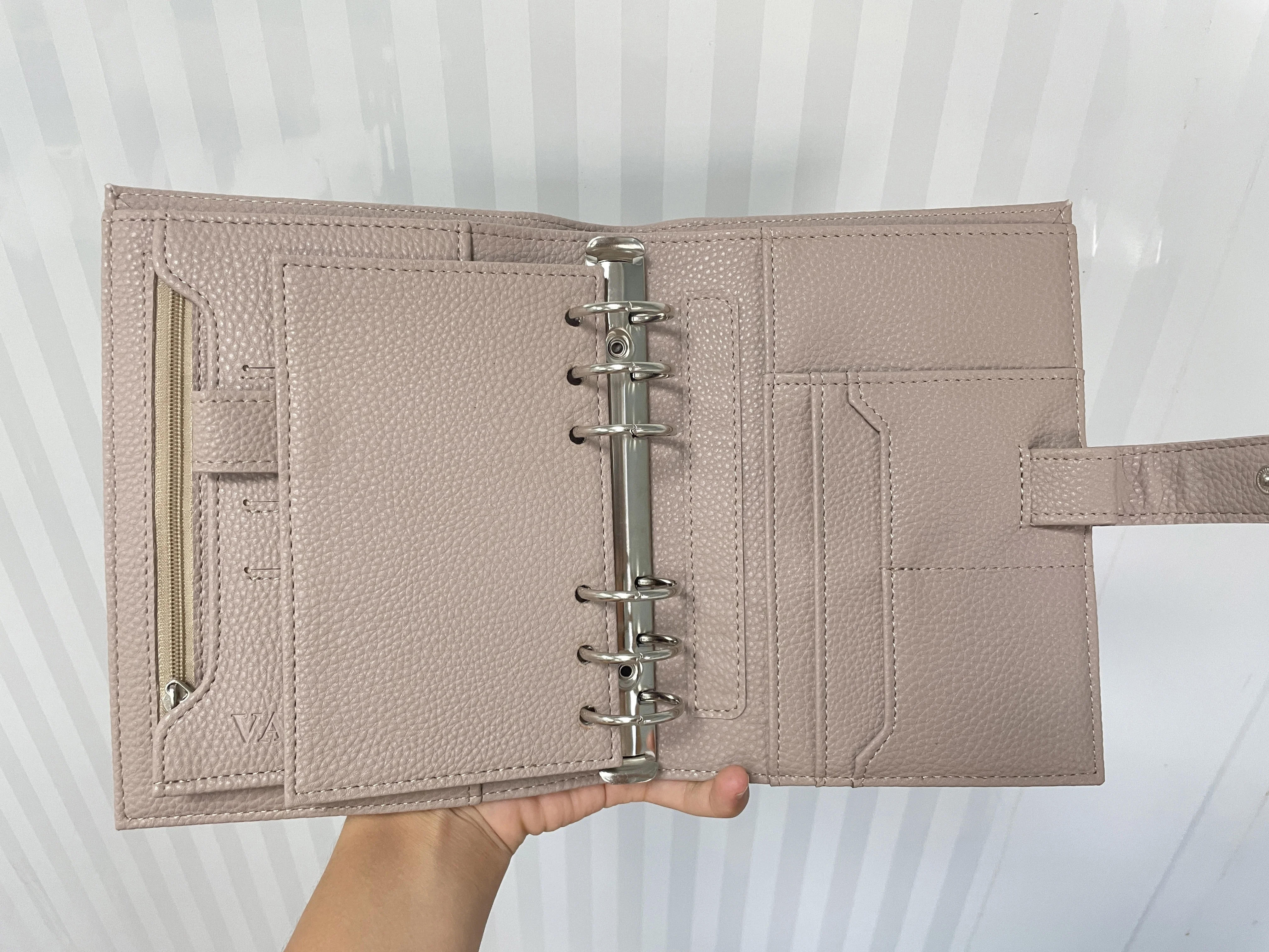 Leather Planner Manufacturing A5 Vegan Leather 6 Ring Planner Cover Luxury Agenda Custom Binder Planner German