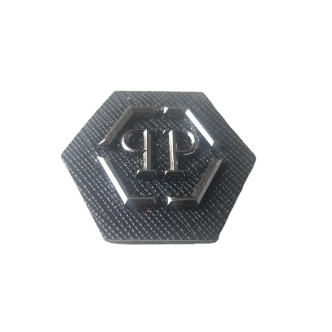 New Design Custom Debossed Name PU Fake Leather Jeans Clothing Patch Label with Custom 3D Metal Logo