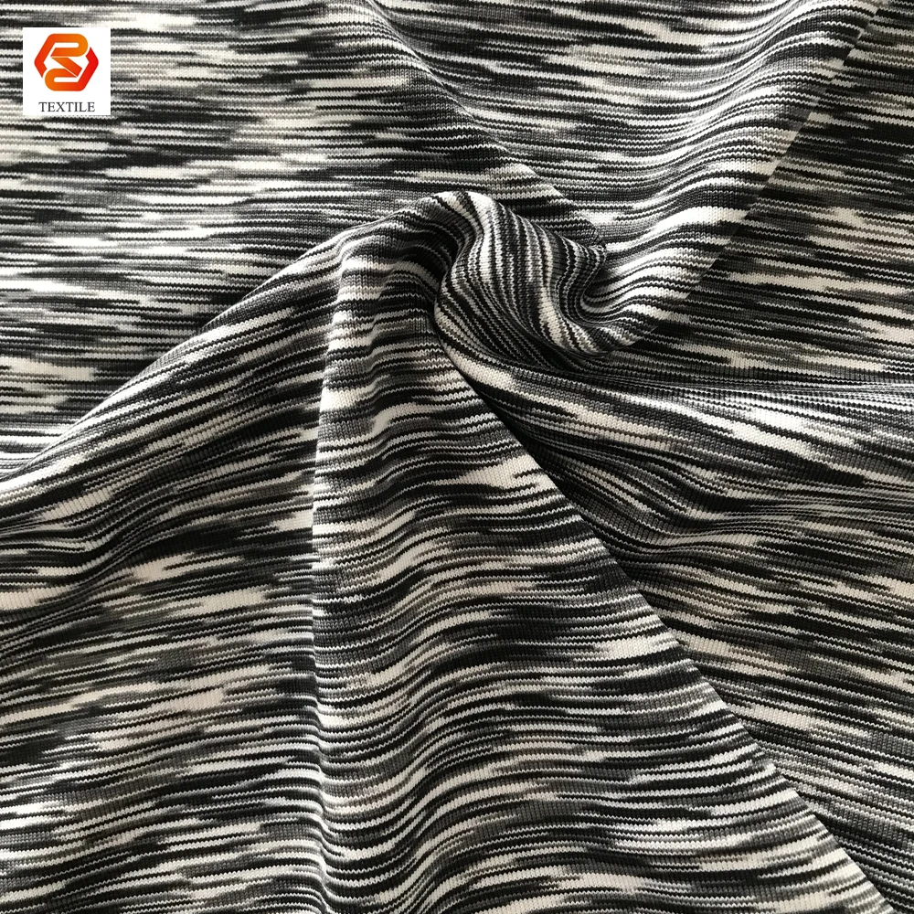 high elastic space dye jersey 88 polyester 12 spandex weft fabric for legging