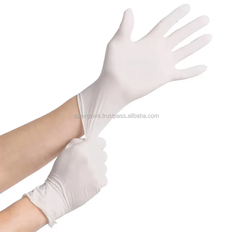 Высококачественный белый Guantes латексные порошкообразные перчатки с отличной тактильной чувствительностью