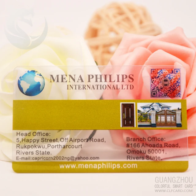Custom Clear Frosted PVC Name Cards Laminated Business Cards with Plastic Printing