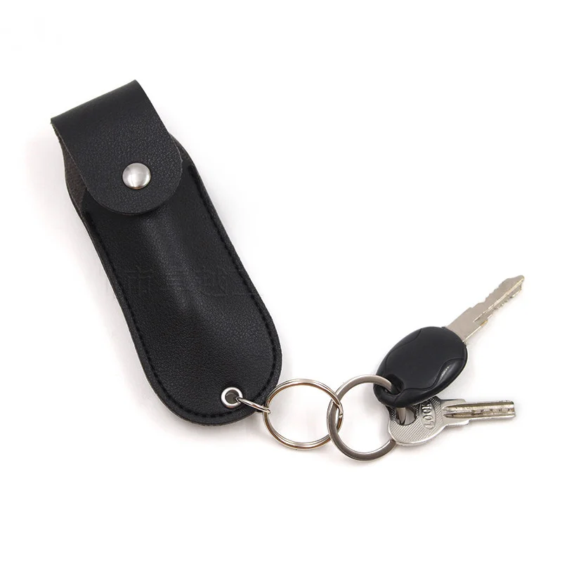 Portable Outdoor Pepper Spray Holster PU Leather Lipstick Case   key Ring Folding Stainless Steel Straw Storage Bag Tool Pouch