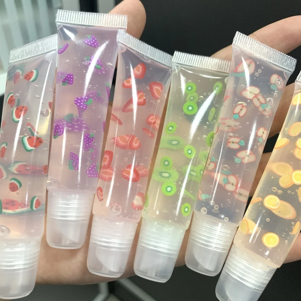 Lovely gift labiales gloss cute lip shiner fruit light up lip gloss for girl