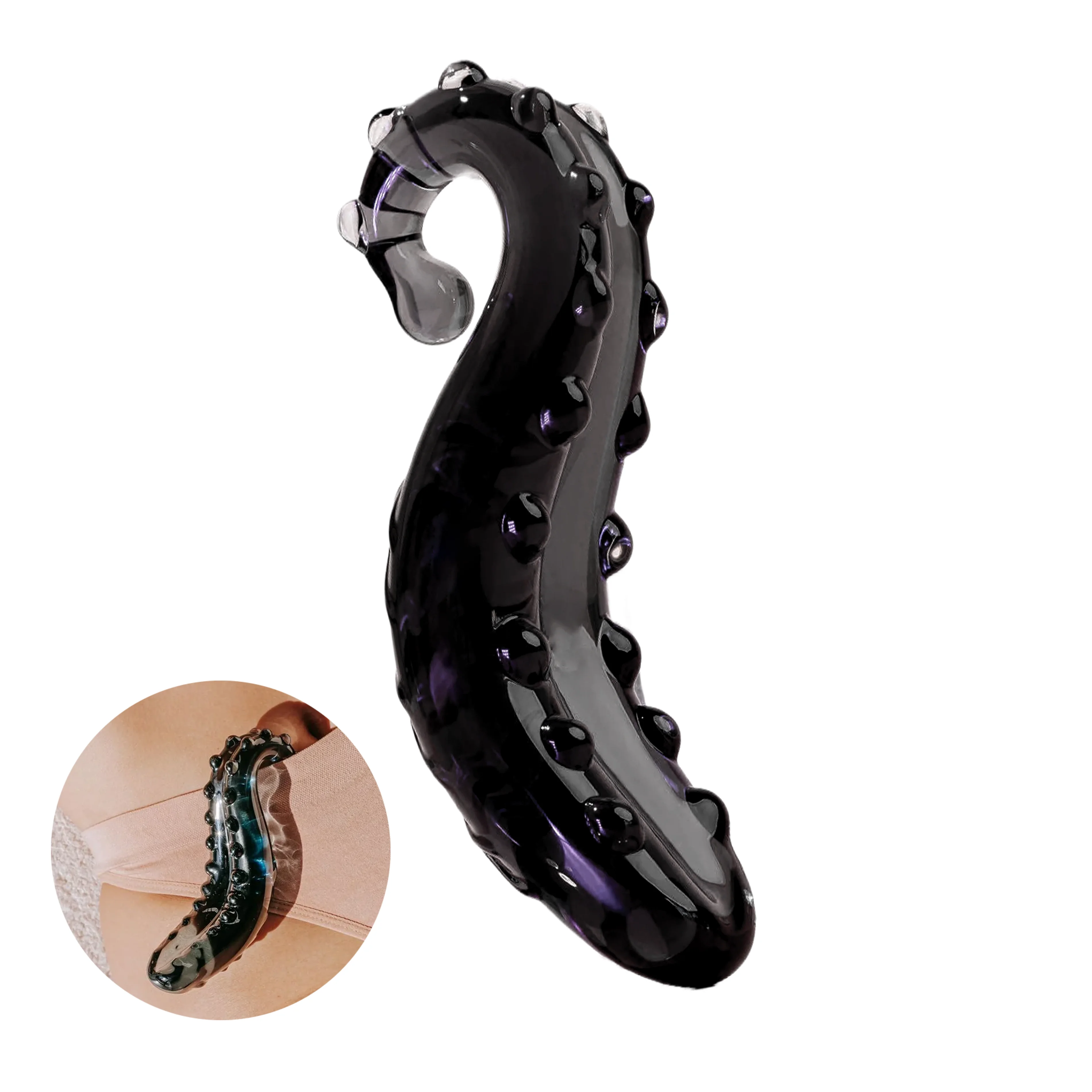 Hippocampus Shape Black Glass Dildo Yoni Pleasure Wand G-Spot Vagina Stimulation Crystal Glass Dildo For Women Black Glass Penis