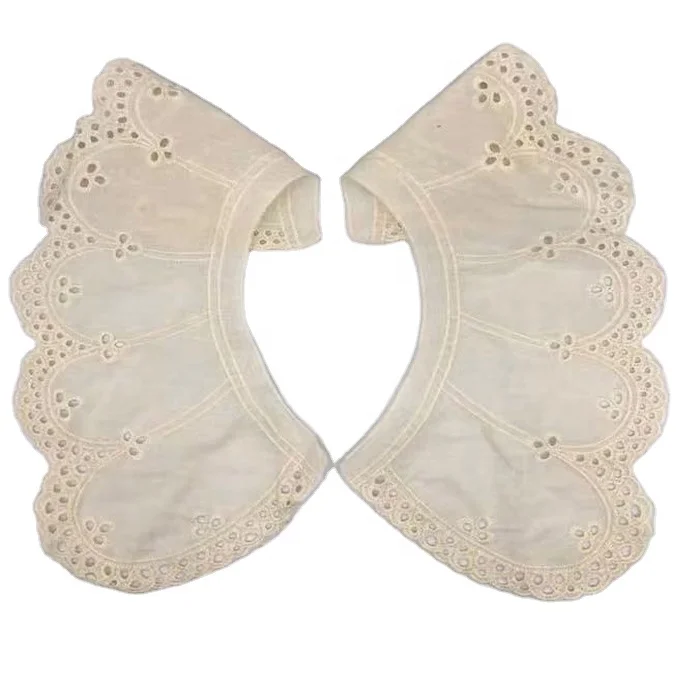 Hollow Perforated Neck Collar and Lace Patch 100% Cotton Water Soluble Collar Lace African Mesh Chemical Lace Polyester Fabric
