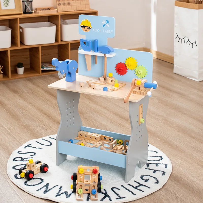 Juguetes Para Los Ninos Baby Wooden Nut Screw Workbench Tool Table Game Montessori Educational Activity Learning Toys For Kids