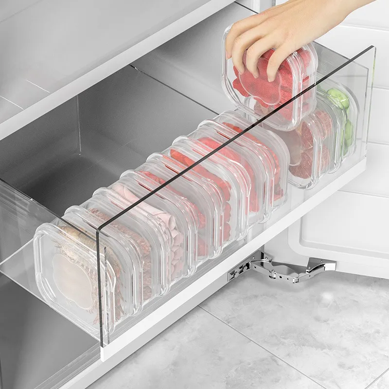 Modern Design Plastic Refrigerator Food Storage Box with Lid for Fresh-Keeping Fruit Vegetables Meat Frozen Foods