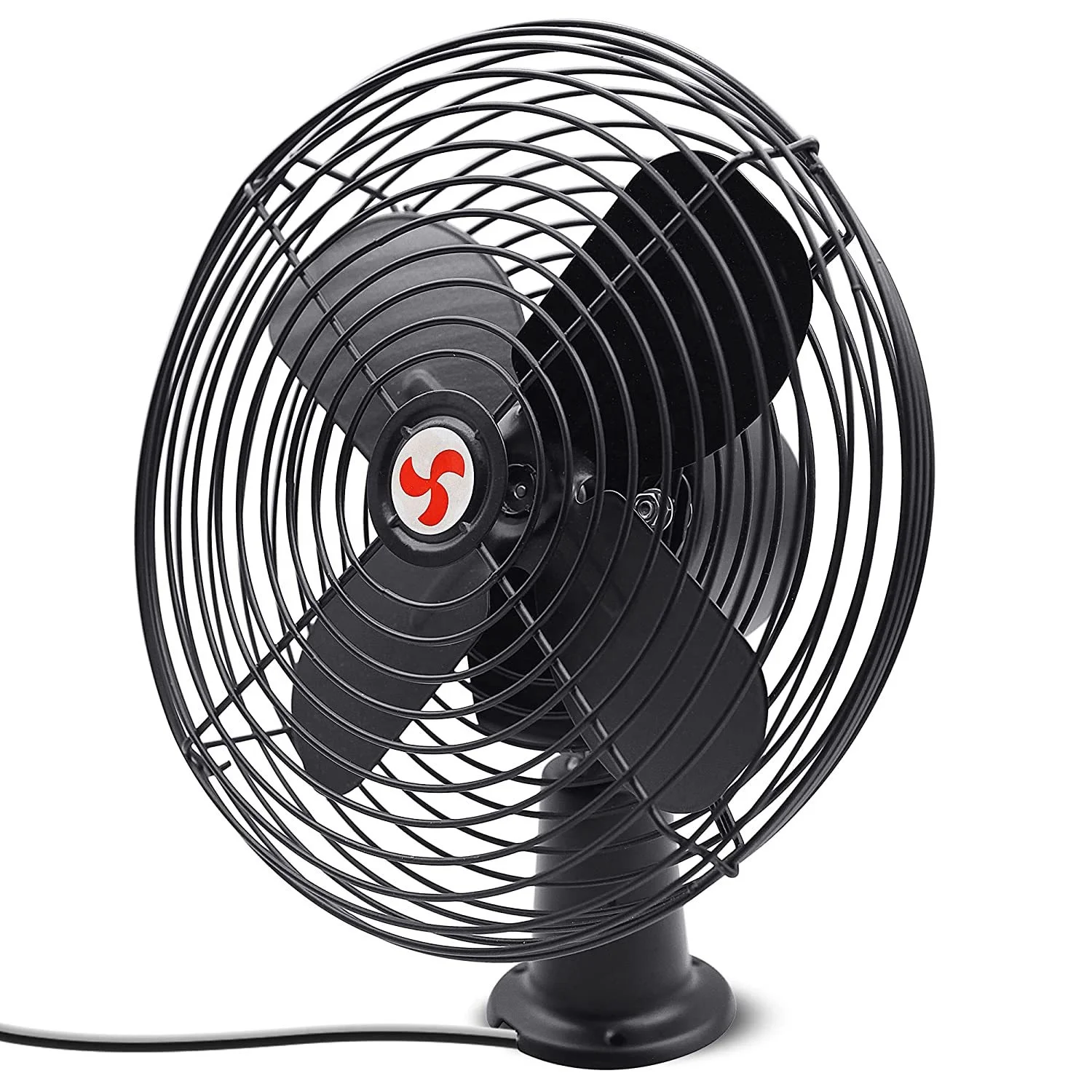 12V Cooling Fan with 2 Speed Switch, Heavy Duty Black Metal Car Fan for Auto Truck, RV, Camper, Trailer, Car, Buses and Boats