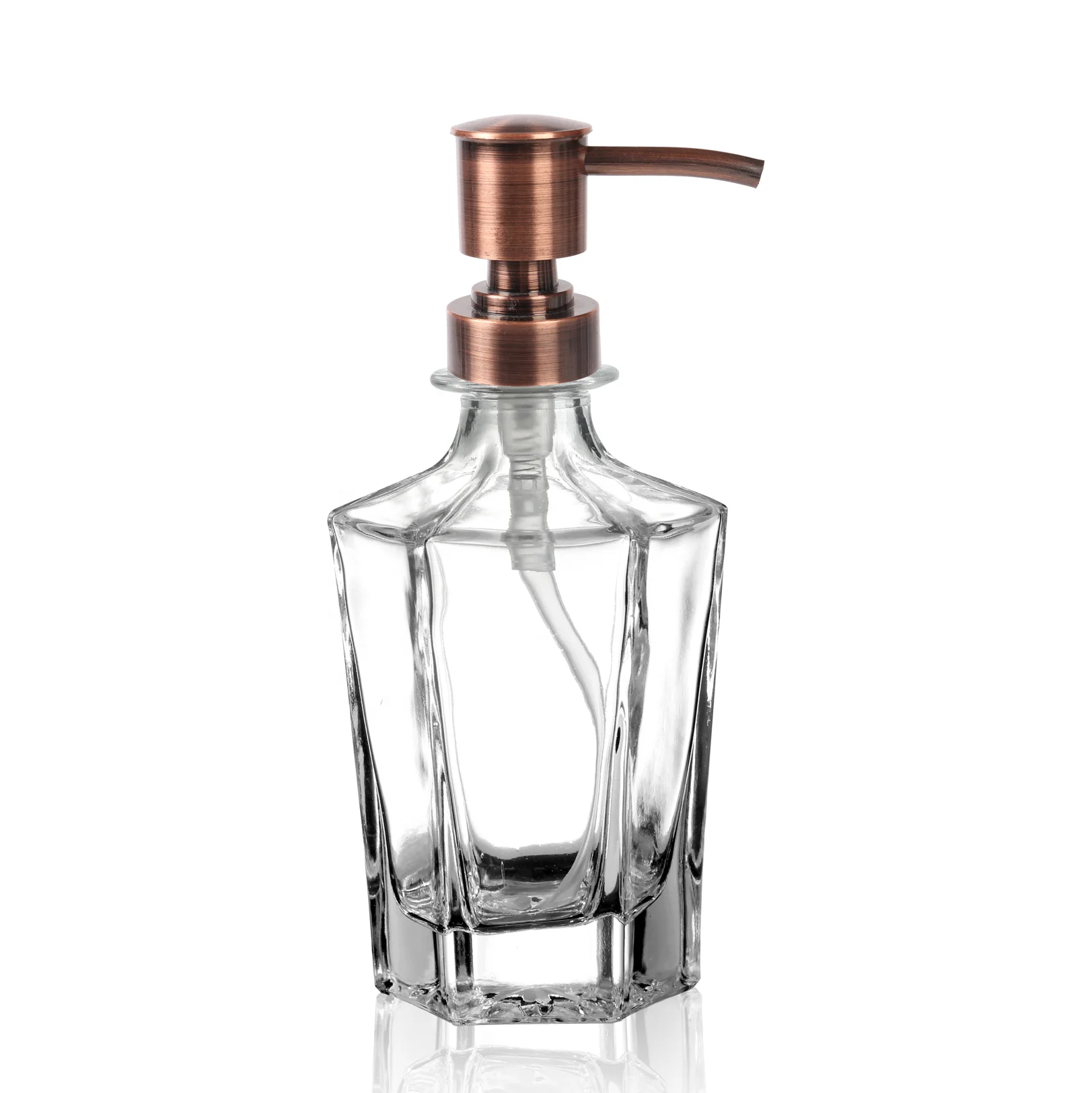 NOVARE Glass Soap & Lotion Dispenser with Rust Proof Stainless Steel Pump Refillable Liquid Pump Bottle