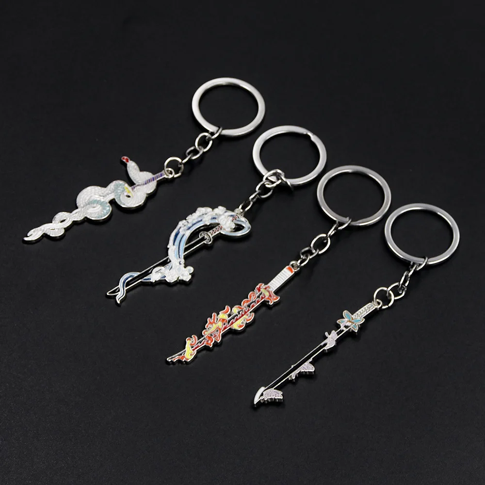 Demon Slayer Katana Keychain Kimetsu No Yaiba Shinobu Anime Metal Enamel Brooch Cartoon Flame Butterfly Icon Badge Backpack Pin