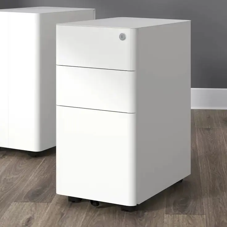 Metal Mobile 300mm Width Slim File Cabinet Storage 3 Drawers Office Furniture Pedestal Modern Steel Rolling Mobile Cabinet