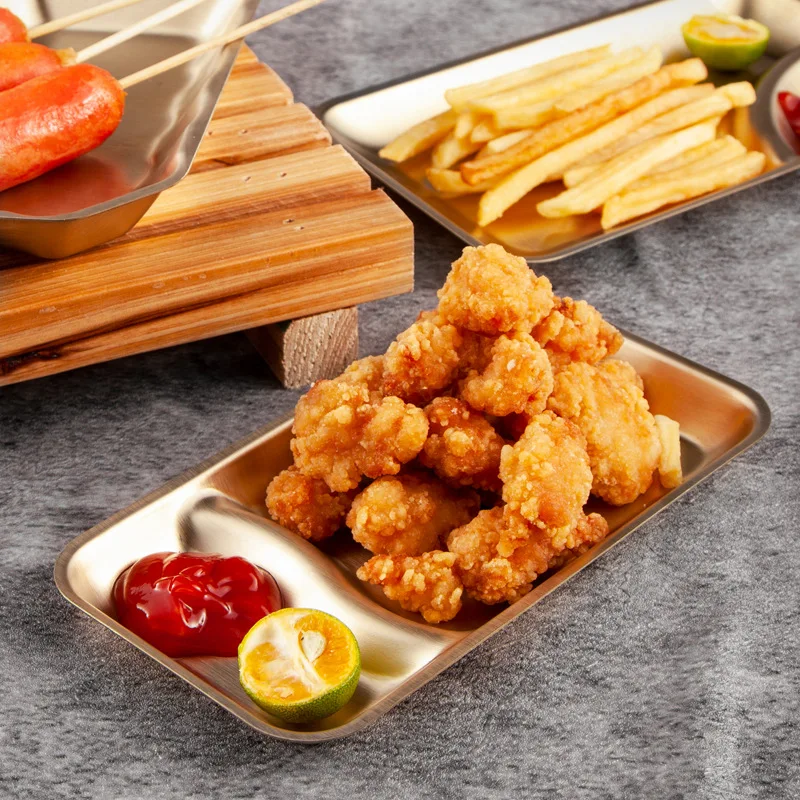 Popular High-Quality Stainless Steel Tray Suitable For All Kinds Of Snack Plate Luxurious Compartments Dishes