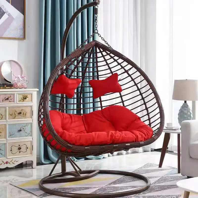 Outdoor Furniture Patio Swings Hanging Egg Swing Chair with Metal Stand Indoor Wicker Rattan Garden Adult Bedroom Furniture Felt