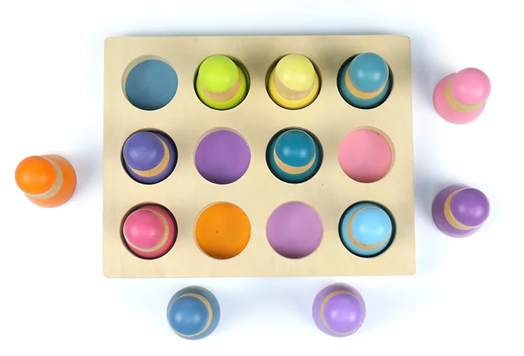 Wholesale Wooden Toys Pastel Rainbow Friends - 12 coloured pastel baby peg dolls