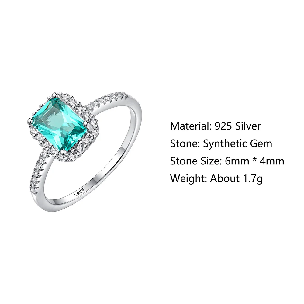surprise price classic design engagement jewelry 925 sterling silver square green emerald gemstone wedding rings for women