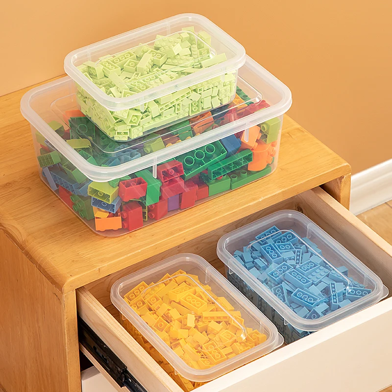 7 Sizes Transparent Plastic Stackable Box Lego Blocks Toys Storage Box Plastic Bin Storage For Sundries