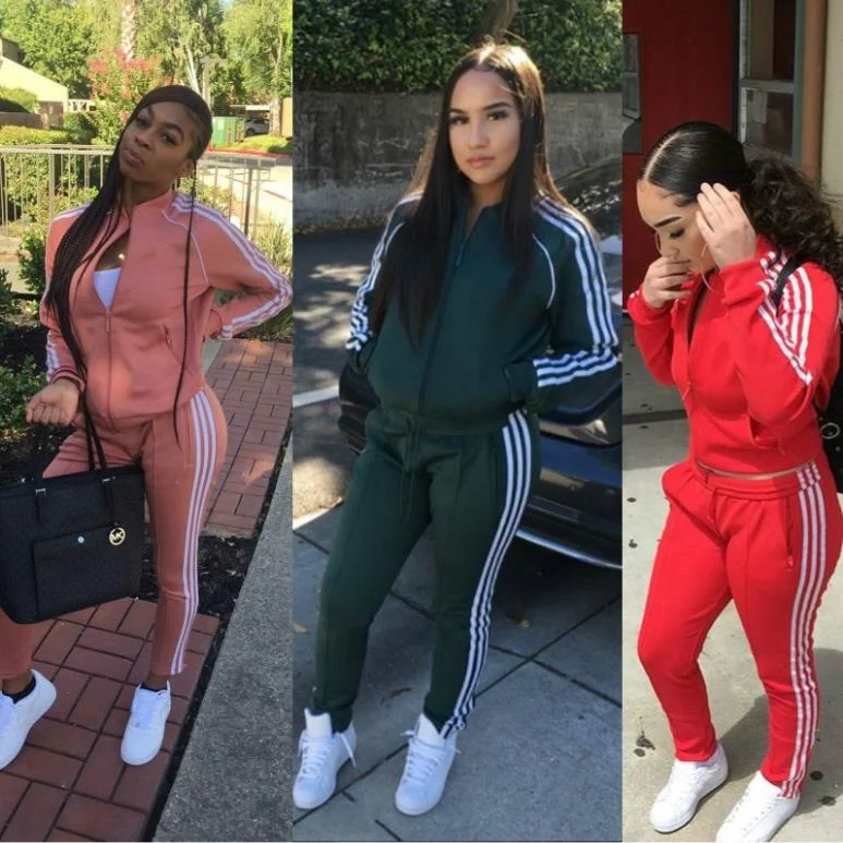 
In Stock 2020 New Arrival Knit breathable fitness casual suit sports fitness suit women two piece set 