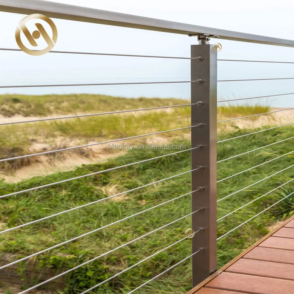 HJ Adjustable Stainless Steel Cable Balustrade System Exterior Interior Deck Wire Rope Railing