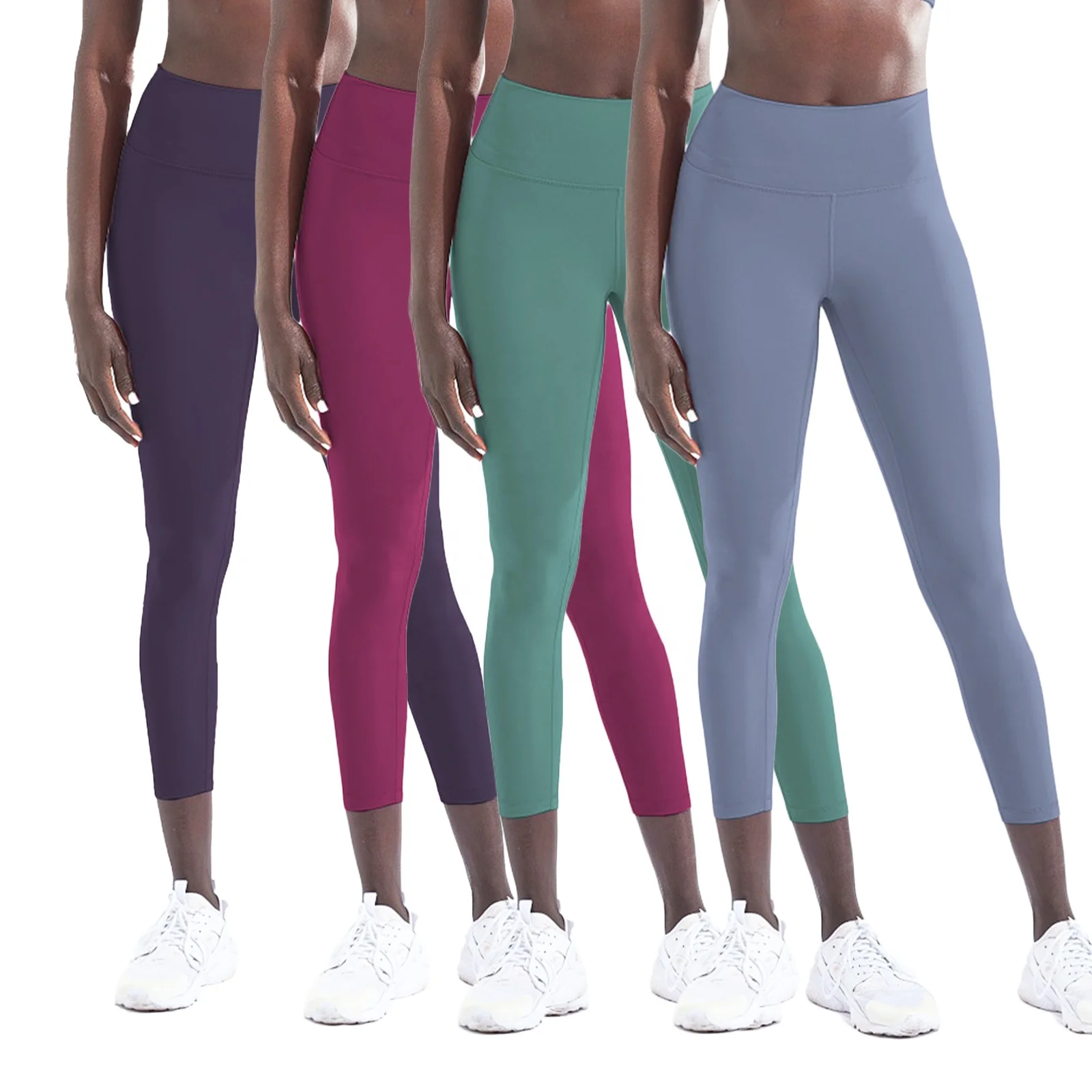 
Plain Spandex Nylon Tummy Control 4 Way Stretch Gym Sport Workout Leggings Butt Lift Tights High Waist Womens Yoga Pants 
