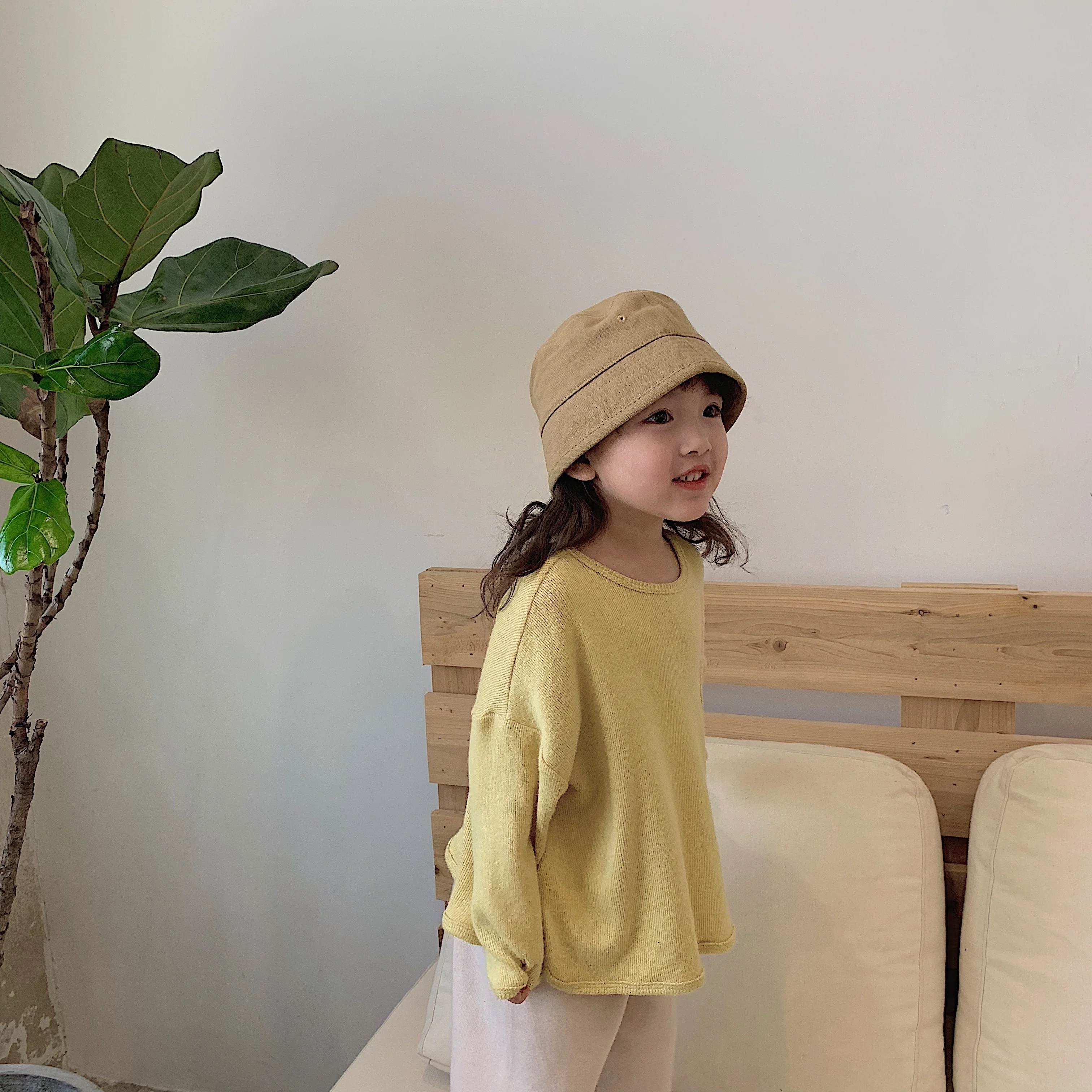 
C1065 Wholesale children solid fashion sun hat simple and casual fisherman hat 