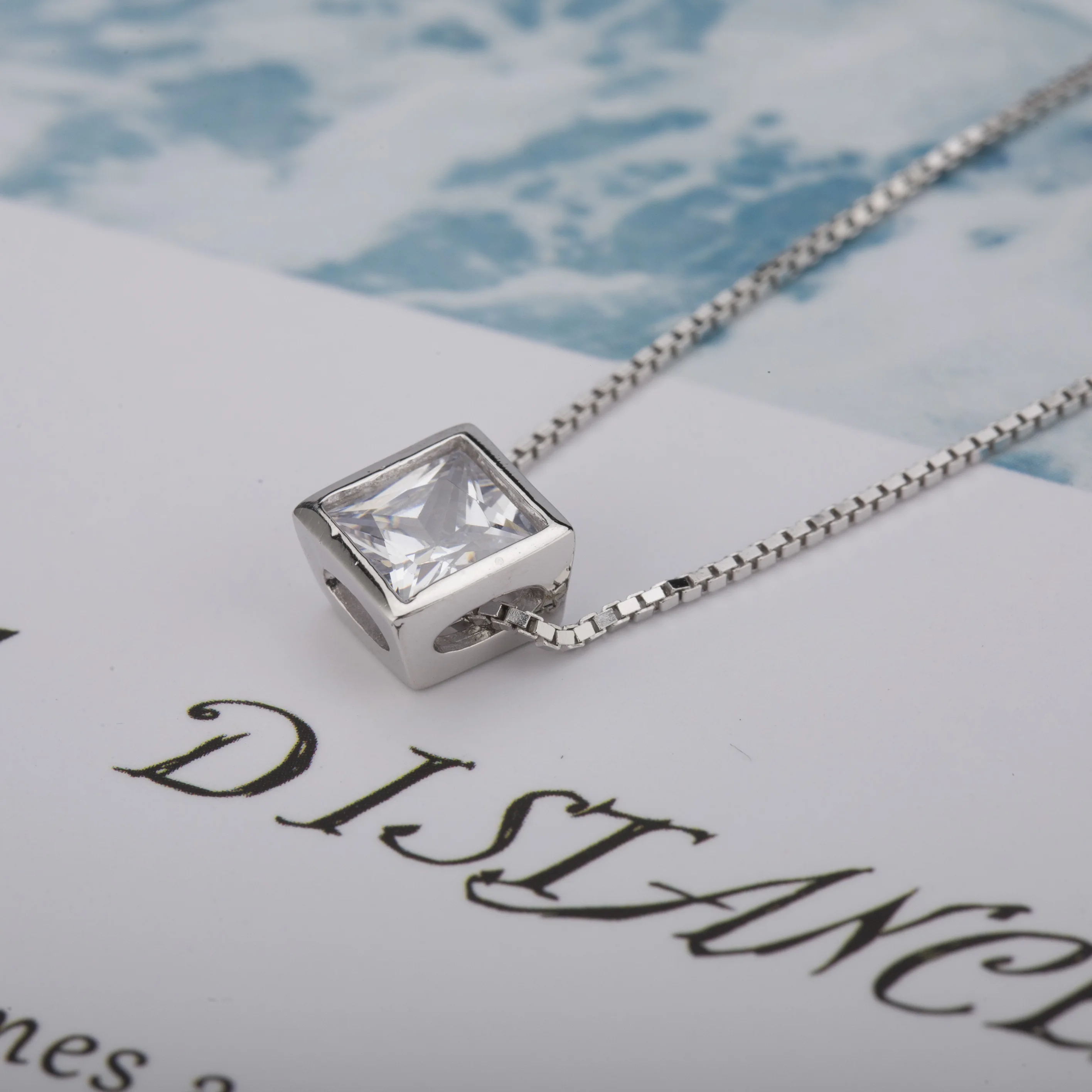 Fashion white Gold Plate 925 Sterling Silver gemstone women necklace
