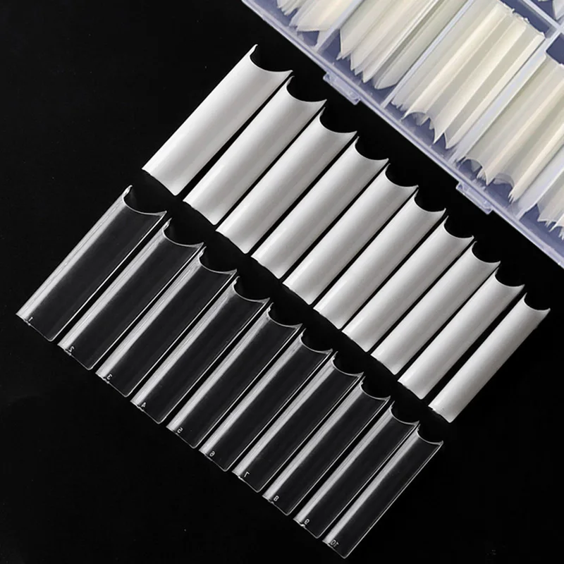Wholesale Coffin Square 500 Pcs C Curve False Straight Xxxl Extension Half Cover Natural Super Long Artificial Nail Tips