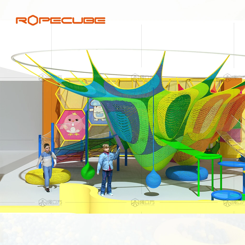 ROPECUBE Kids Colorful Indoor Playground Soft Play Rainbow Climbing Rope Net Equipment
