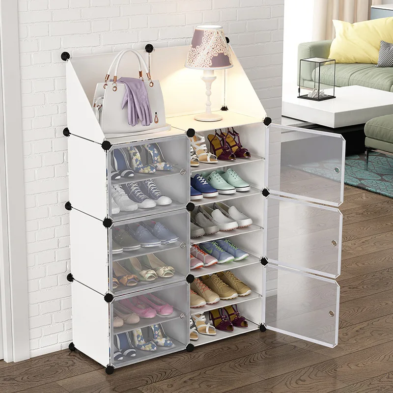 Multifunctional shoe cabinet display economical dustproof multilayer shoe rack living room free assembly shoe cabinet