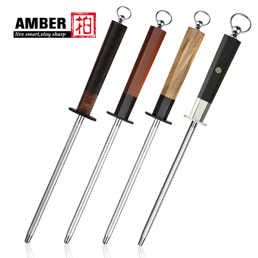 8 inch Rockwell HRC65 Diamond Rod Knife Blade Pencil Sharpener Steel Kitchen Knife Sharpener With Wood Handle