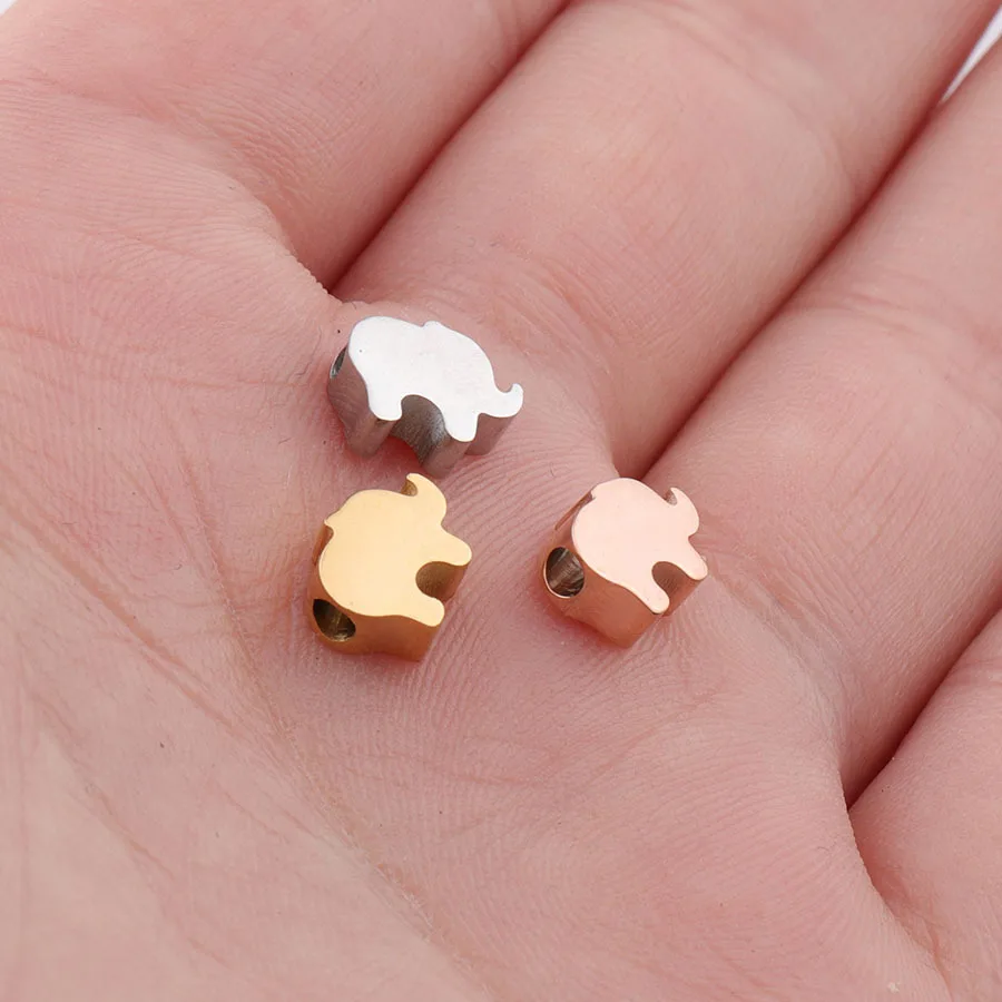Rose Gold Laser-Capable Engraved  DIY Jewelry Pendant Making Accessories Blank Stainless Steel Animal Elephant Shape Charm Beads