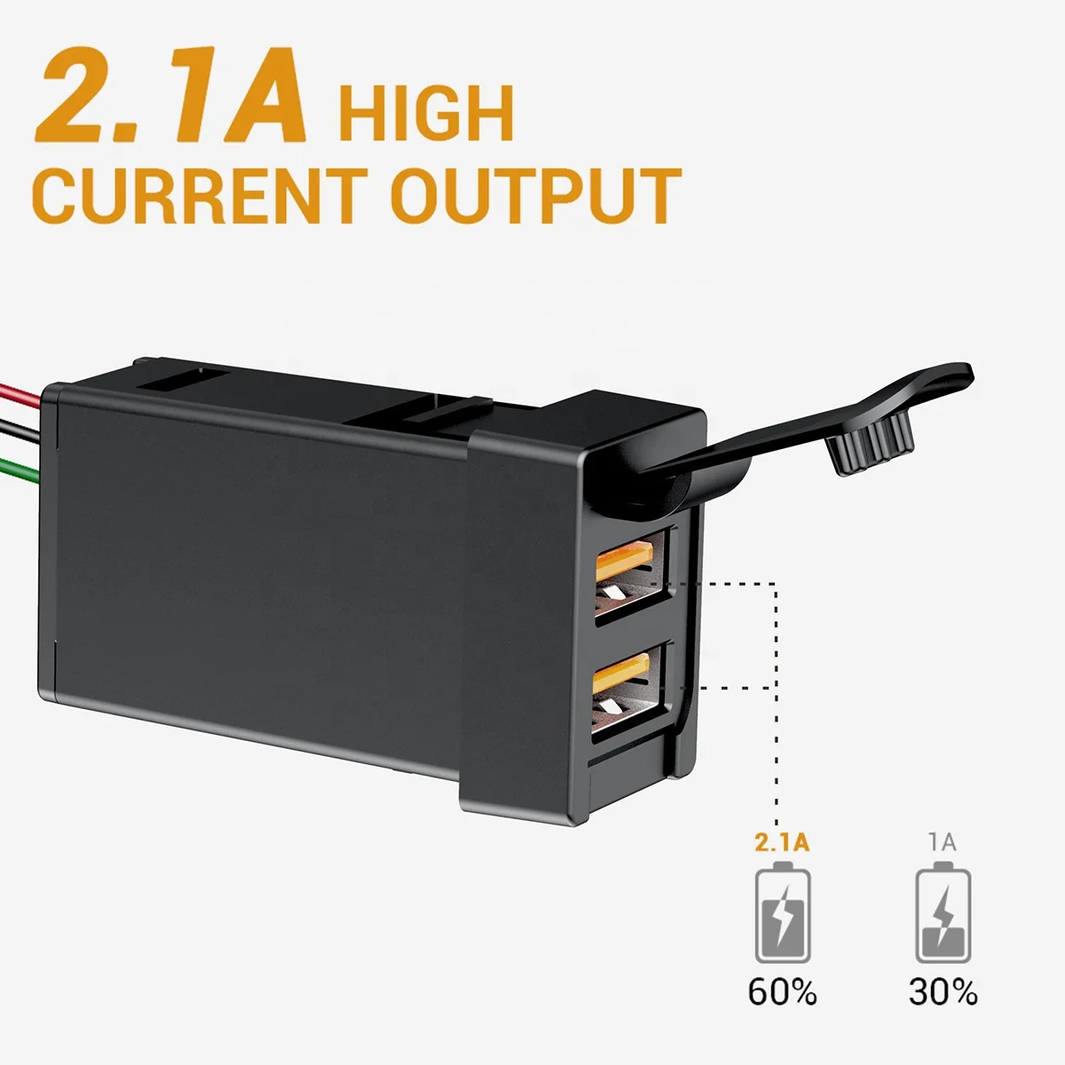CHELINK Car Charger 12V  Dual USB QC3.0 Socket Quick Charge Water and Dust Proof For Toyota