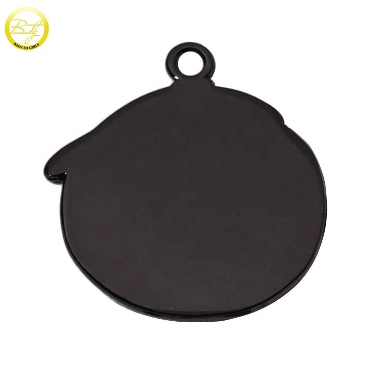 Round shape pendant engraved logo keychain charms custom enamel hang tags for promotion gift