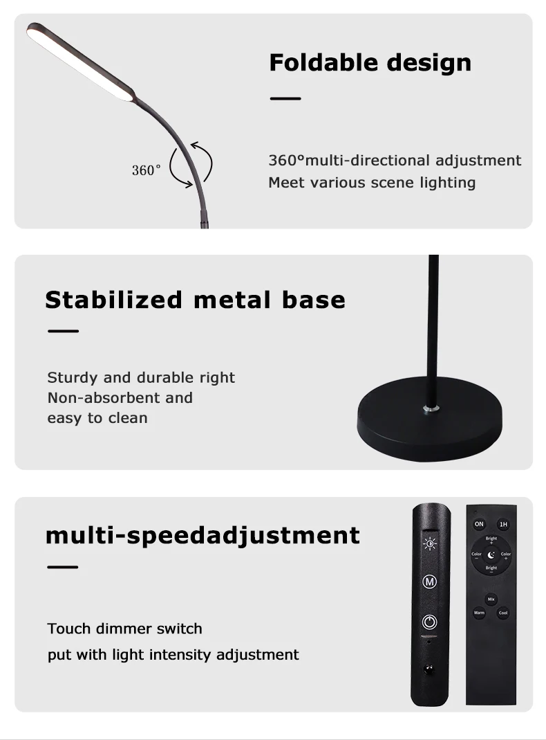 SML Touch Control LED OEM Floor Lamp Standing Modern Nordic For Living Room/Home/Office/Study standard light