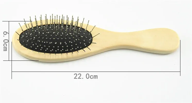 Natural Small Wooden Handle Airbag Comb Massage Steel tooth Black Hair Care Brush and Beauty SPA Hotel Comb