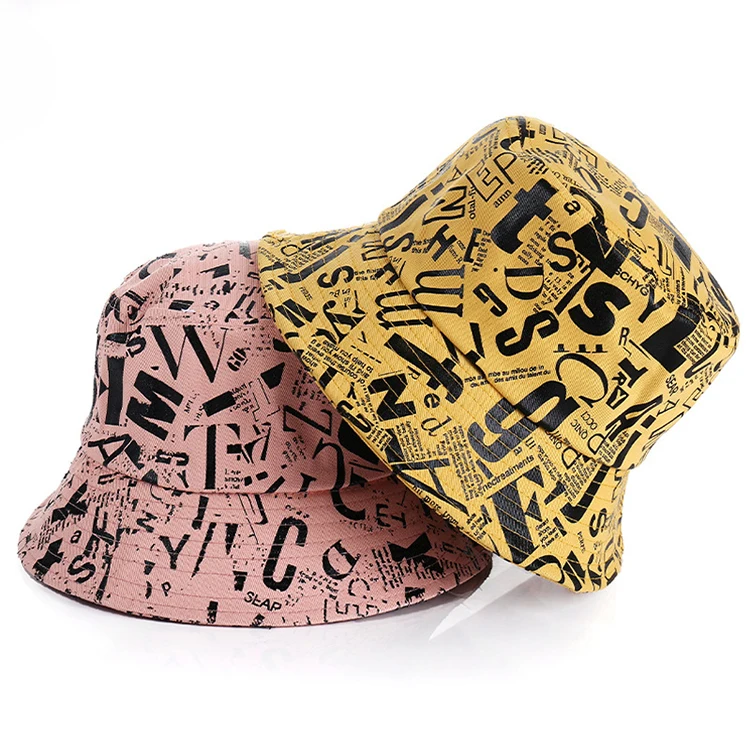 Lovers Cap Street Hip Hop Printed Letter Alphabet Fishman Bucket Hats