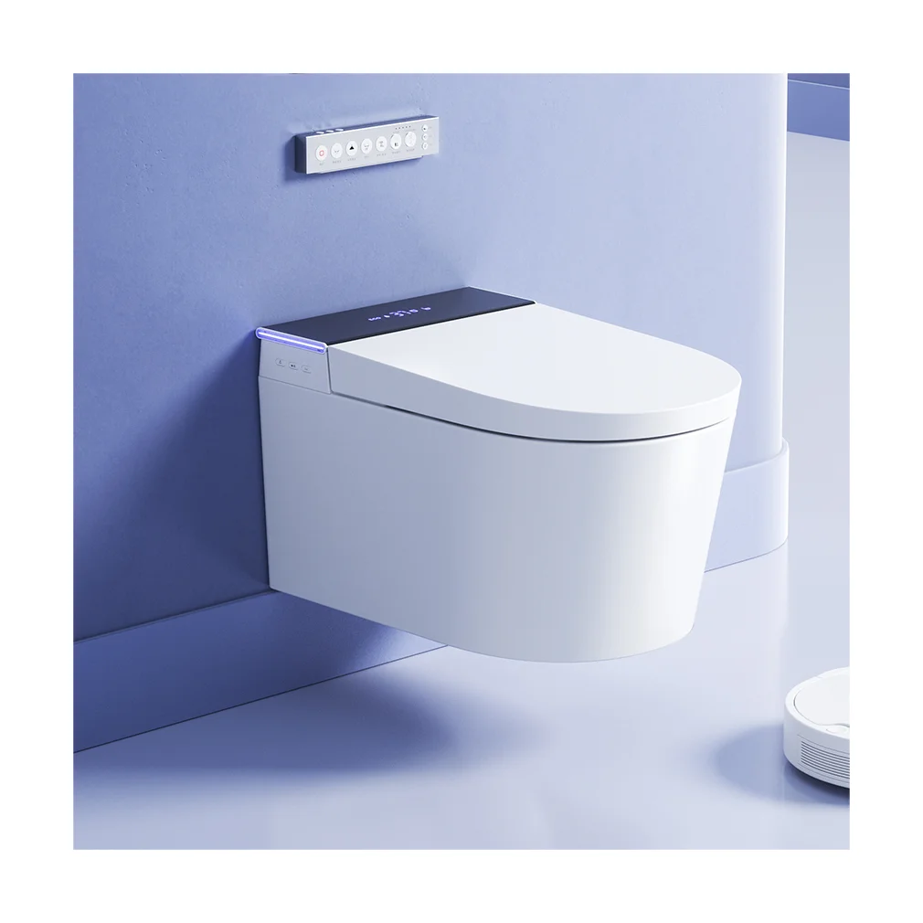 Modern Intelligent Wall-Hung Smart Toilet Electric WC with Remote Control Automatic Gravity Flushing Hanging Design for Bathroom