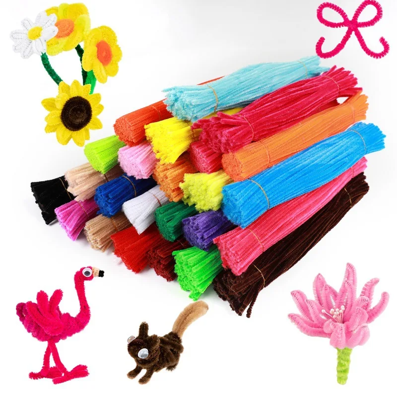 Pom Poms for DIY Arts Creative Crafting Decorations Fuzzy Colored Sticks Set Crafts Supplies for Adults and Kids