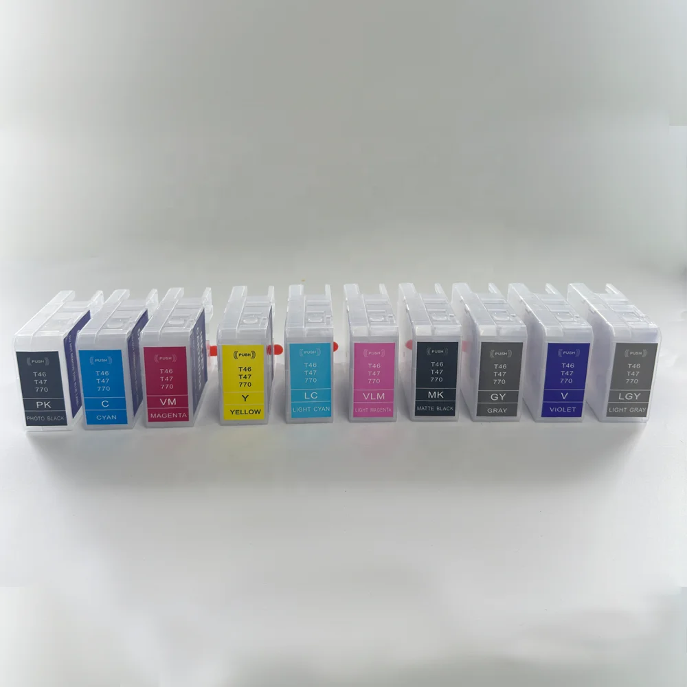 WEL-TRY Llenar el cartucho for Epson SureColor P700/P708/P900/P906/P908 t46 t47 Cartridge MBK Dye Ink Refillable cartridge Empty