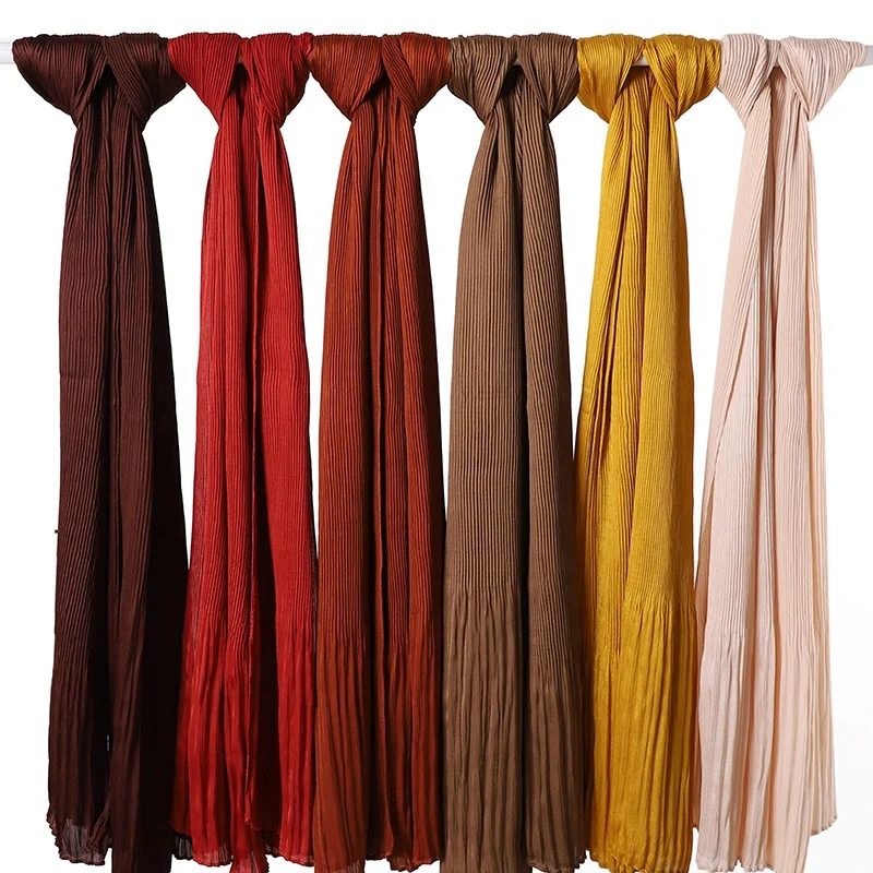 Fashion pleated crinkle chiffon hijab women majikon 46 colour scarf georgette pleats chiffon veil hijab scarfs