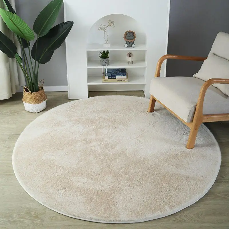 Red Big Round Circle Super Soft Plush Area Rug Custom Luxury Fluffy Fake Rabbit Faux Fur Carpet And Rug For Living Room Bedroom