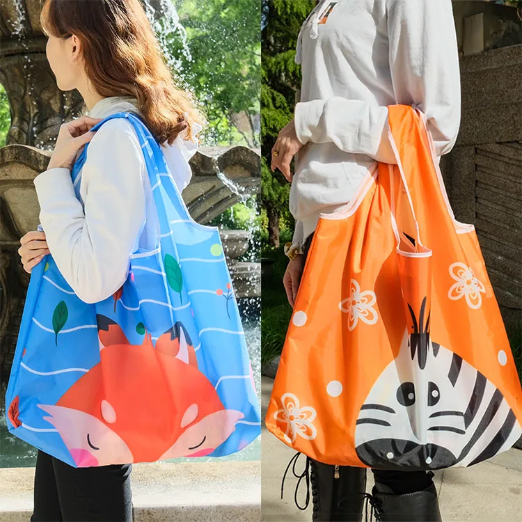 Custom available Reusable 100%Polyester Grocery Tote Shopping bags