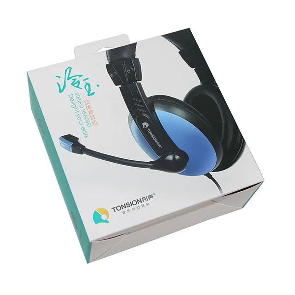 Hot Sales Factory Custom Logo Printed Delicate Color Paperboard Hanging Packaging Box for Stereo Headphones